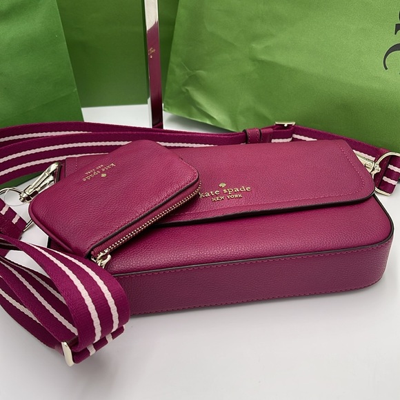 KATE SPADE Rosie Pebble Leather Small Flap Crossbody 
Dark Raspberry 
NWT - Picture 8 of 16